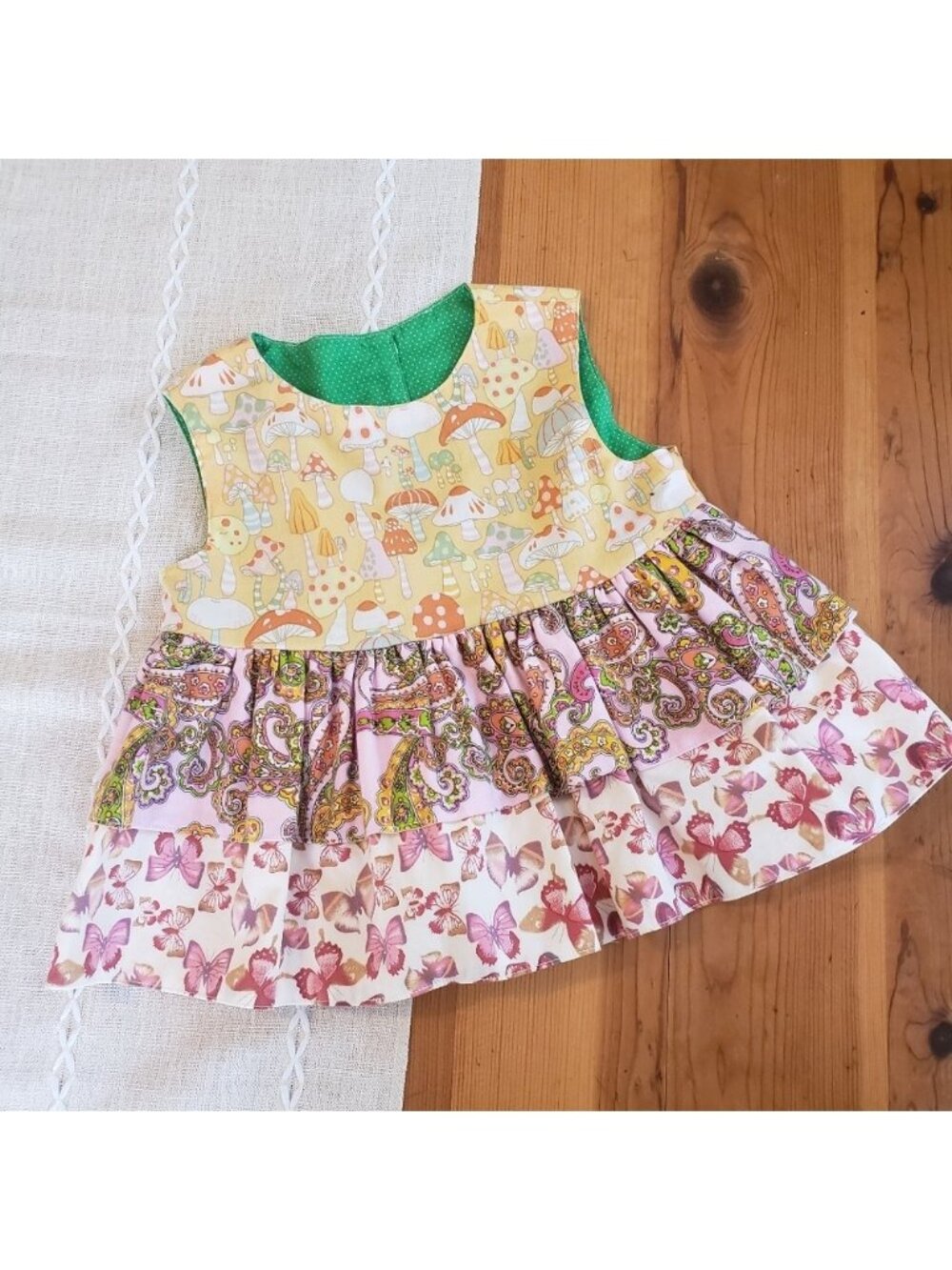 Vintage Baby Girl Dress Merry Mushrooms Ruffle Dress Spring Summer Cottagecore